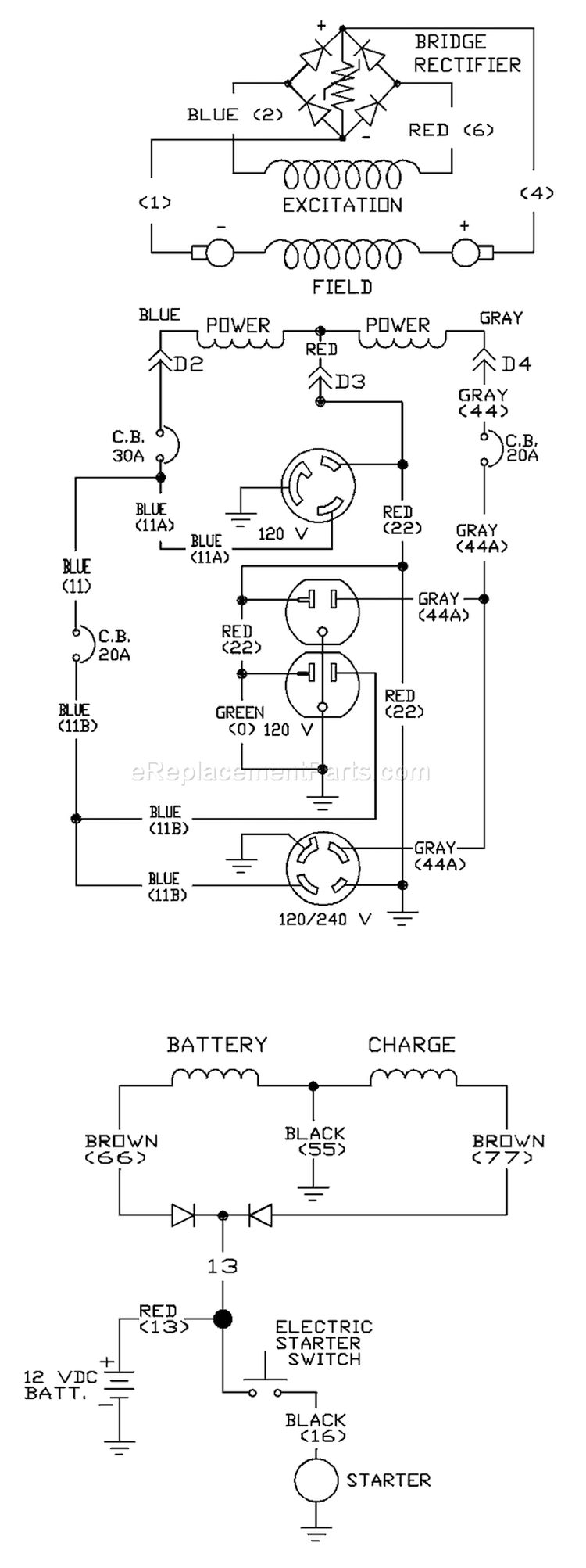 Page C Diagram and Parts List for 1577-0  Briggs and Stratton Generator